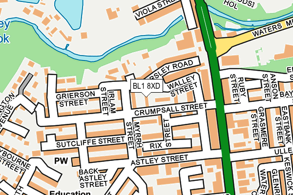 BL1 8XD map - OS OpenMap – Local (Ordnance Survey) BL1 8XD map - OS OpenMap – Local (Ordnance Survey)