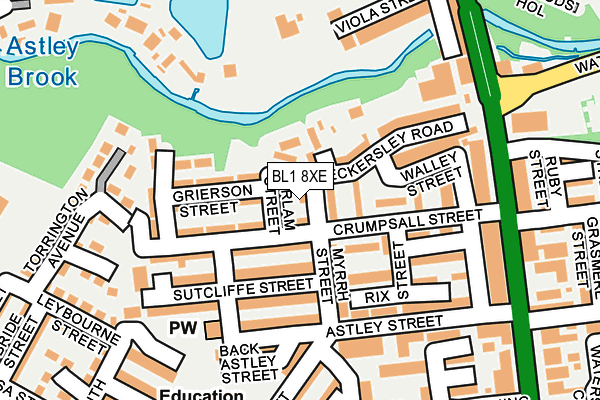 BL1 8XE map - OS OpenMap – Local (Ordnance Survey) BL1 8XE map - OS OpenMap – Local (Ordnance Survey)