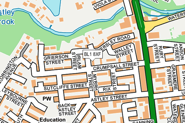 BL1 8XF map - OS OpenMap – Local (Ordnance Survey) BL1 8XF map - OS OpenMap – Local (Ordnance Survey)