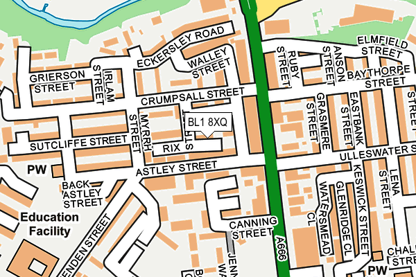 BL1 8XQ map - OS OpenMap – Local (Ordnance Survey) BL1 8XQ map - OS OpenMap – Local (Ordnance Survey)