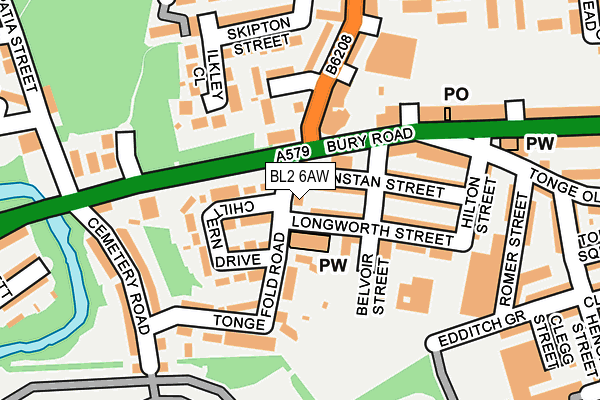 BL2 6AW map - OS OpenMap – Local (Ordnance Survey) BL2 6AW map - OS OpenMap – Local (Ordnance Survey)