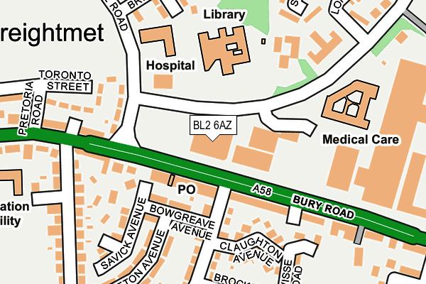 BL2 6AZ map - OS OpenMap – Local (Ordnance Survey) BL2 6AZ map - OS OpenMap – Local (Ordnance Survey)