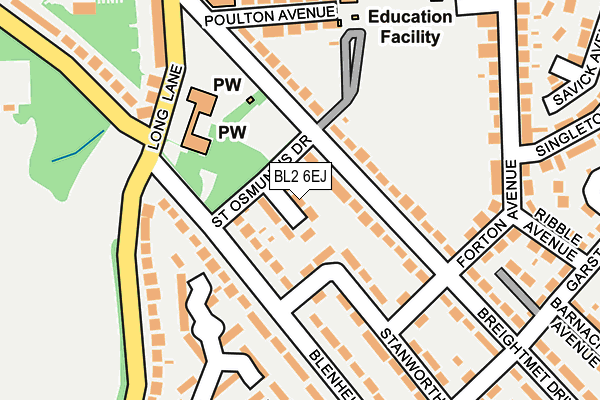 BL2 6EJ map - OS OpenMap – Local (Ordnance Survey) BL2 6EJ map - OS OpenMap – Local (Ordnance Survey)