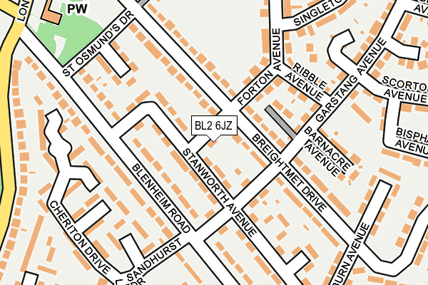 BL2 6JZ map - OS OpenMap – Local (Ordnance Survey) BL2 6JZ map - OS OpenMap – Local (Ordnance Survey)