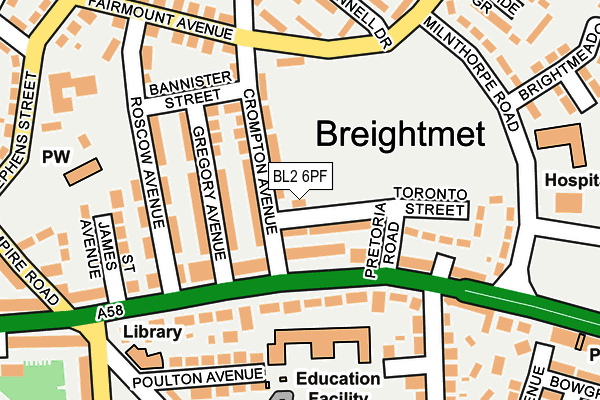 BL2 6PF map - OS OpenMap – Local (Ordnance Survey) BL2 6PF map - OS OpenMap – Local (Ordnance Survey)
