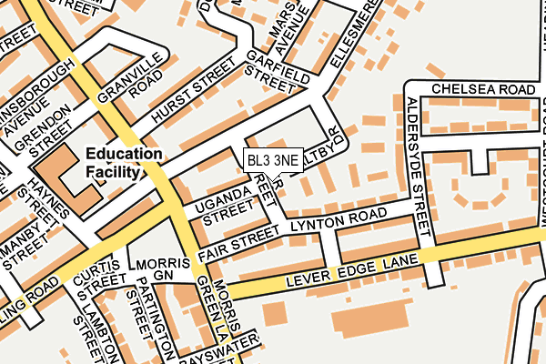 BL3 3NE map - OS OpenMap – Local (Ordnance Survey) BL3 3NE map - OS OpenMap – Local (Ordnance Survey)