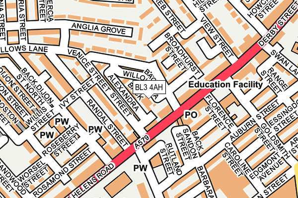 BL3 4AH map - OS OpenMap – Local (Ordnance Survey) BL3 4AH map - OS OpenMap – Local (Ordnance Survey)