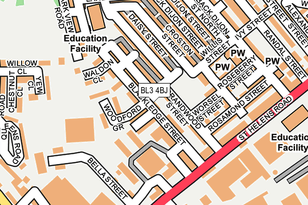 BL3 4BJ map - OS OpenMap – Local (Ordnance Survey) BL3 4BJ map - OS OpenMap – Local (Ordnance Survey)