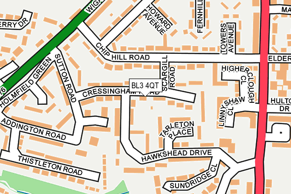 BL3 4QT map - OS OpenMap – Local (Ordnance Survey) BL3 4QT map - OS OpenMap – Local (Ordnance Survey)