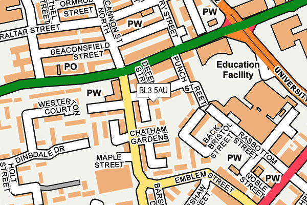 BL3 5AU map - OS OpenMap – Local (Ordnance Survey) BL3 5AU map - OS OpenMap – Local (Ordnance Survey)