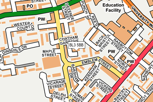 BL3 5BB map - OS OpenMap – Local (Ordnance Survey) BL3 5BB map - OS OpenMap – Local (Ordnance Survey)