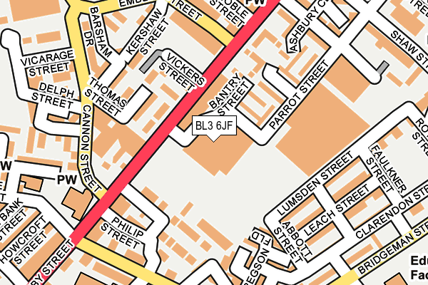 BL3 6JF map - OS OpenMap – Local (Ordnance Survey) BL3 6JF map - OS OpenMap – Local (Ordnance Survey)