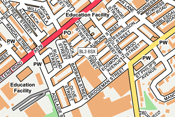 BL3 6SX map - OS OpenMap – Local (Ordnance Survey) BL3 6SX map - OS OpenMap – Local (Ordnance Survey)