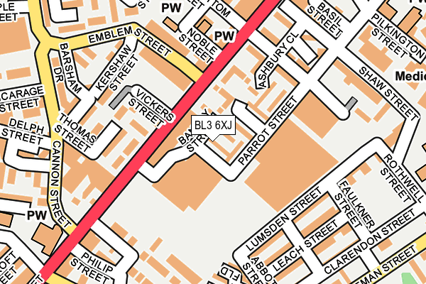 BL3 6XJ map - OS OpenMap – Local (Ordnance Survey) BL3 6XJ map - OS OpenMap – Local (Ordnance Survey)