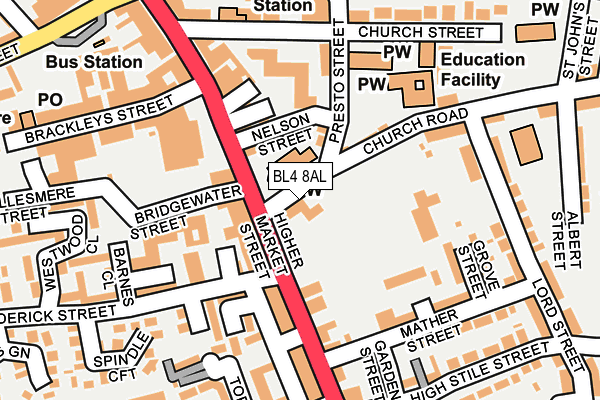 BL4 8AL map - OS OpenMap – Local (Ordnance Survey) BL4 8AL map - OS OpenMap – Local (Ordnance Survey)