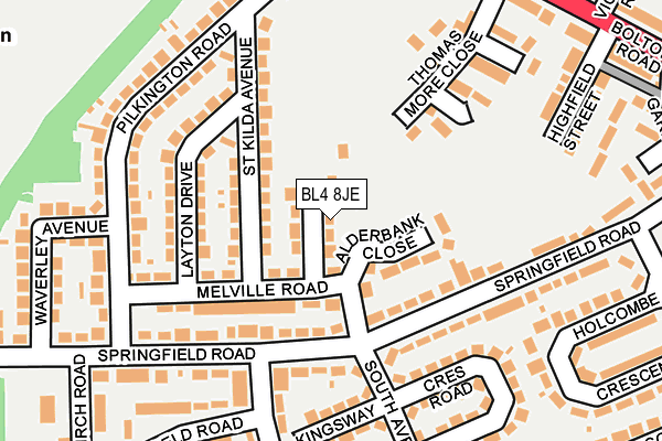 BL4 8JE map - OS OpenMap – Local (Ordnance Survey) BL4 8JE map - OS OpenMap – Local (Ordnance Survey)