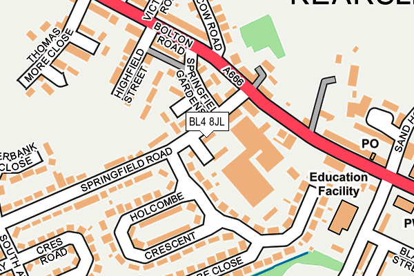 BL4 8JL map - OS OpenMap – Local (Ordnance Survey) BL4 8JL map - OS OpenMap – Local (Ordnance Survey)