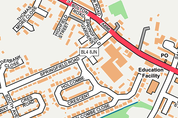 BL4 8JN map - OS OpenMap – Local (Ordnance Survey) BL4 8JN map - OS OpenMap – Local (Ordnance Survey)