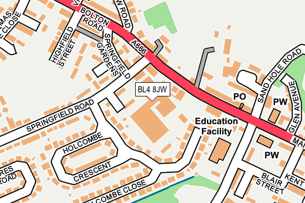 BL4 8JW map - OS OpenMap – Local (Ordnance Survey) BL4 8JW map - OS OpenMap – Local (Ordnance Survey)