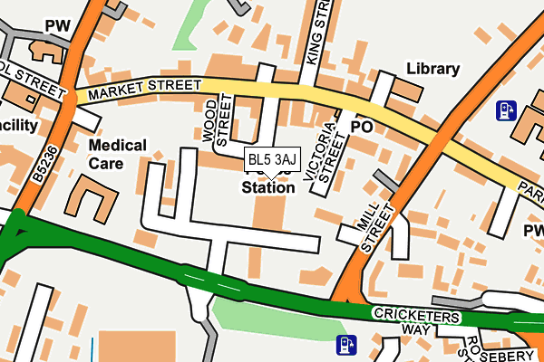 BL5 3AJ map - OS OpenMap – Local (Ordnance Survey) BL5 3AJ map - OS OpenMap – Local (Ordnance Survey)