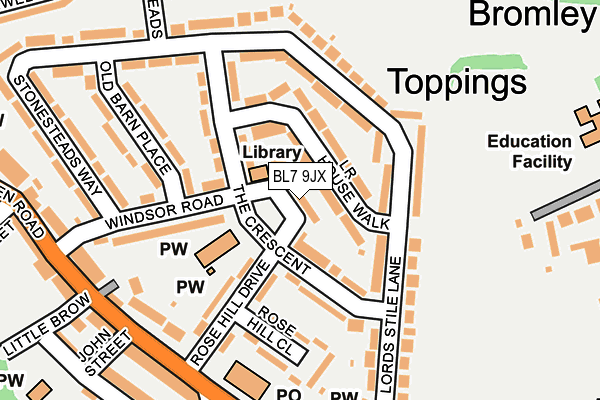 BL7 9JX map - OS OpenMap – Local (Ordnance Survey) BL7 9JX map - OS OpenMap – Local (Ordnance Survey)