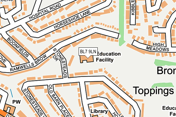 BL7 9LN map - OS OpenMap – Local (Ordnance Survey) BL7 9LN map - OS OpenMap – Local (Ordnance Survey)