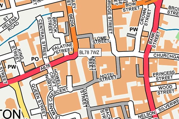 BL78 7WZ map - OS OpenMap – Local (Ordnance Survey)