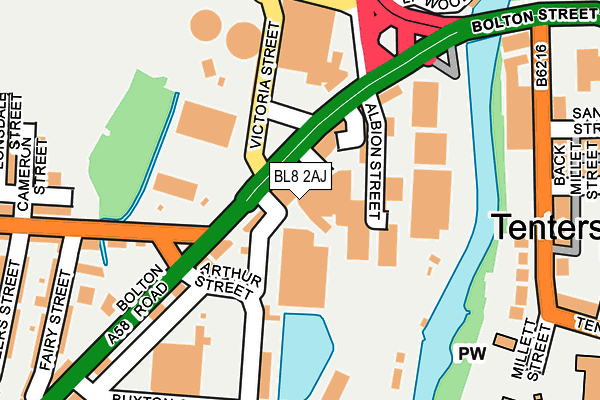 BL8 2AJ map - OS OpenMap – Local (Ordnance Survey) BL8 2AJ map - OS OpenMap – Local (Ordnance Survey)