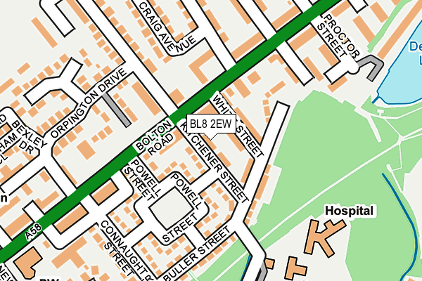 BL8 2EW map - OS OpenMap – Local (Ordnance Survey) BL8 2EW map - OS OpenMap – Local (Ordnance Survey)