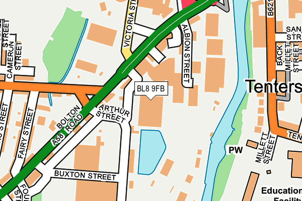 BL8 9FB map - OS OpenMap – Local (Ordnance Survey) BL8 9FB map - OS OpenMap – Local (Ordnance Survey)