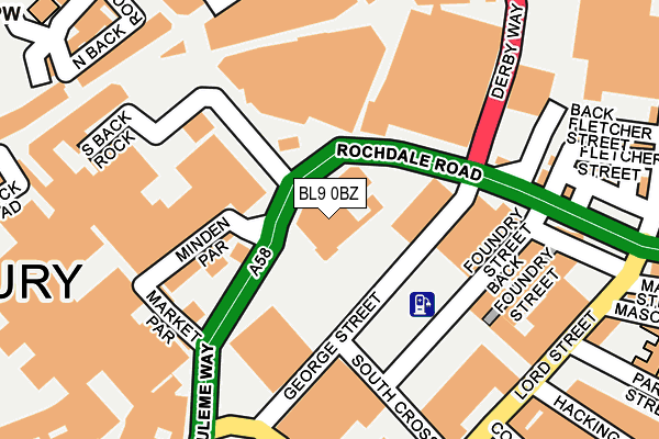 BL9 0BZ map - OS OpenMap – Local (Ordnance Survey)