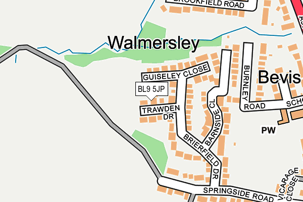 BL9 5JP map - OS OpenMap – Local (Ordnance Survey) BL9 5JP map - OS OpenMap – Local (Ordnance Survey)