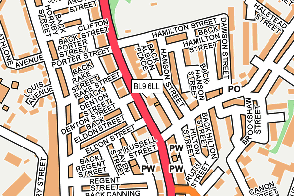 BL9 6LL map - OS OpenMap – Local (Ordnance Survey) BL9 6LL map - OS OpenMap – Local (Ordnance Survey)
