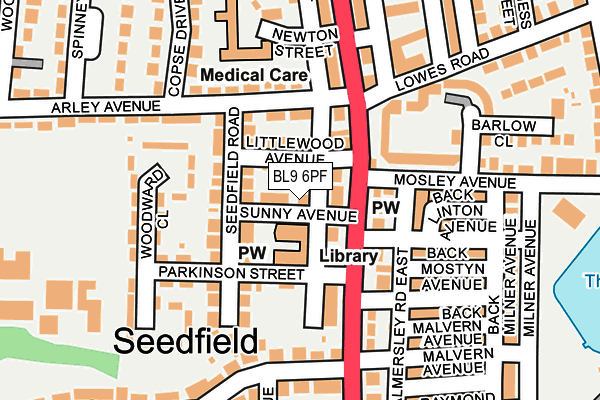 BL9 6PF map - OS OpenMap – Local (Ordnance Survey)