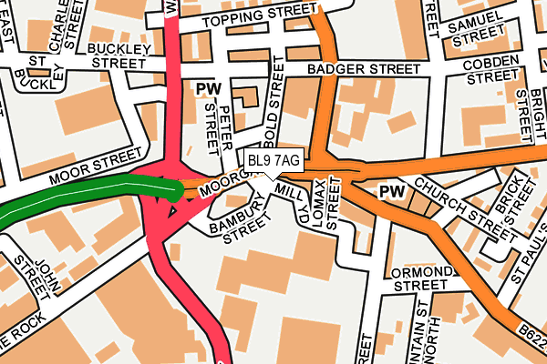 BL9 7AG map - OS OpenMap – Local (Ordnance Survey) BL9 7AG map - OS OpenMap – Local (Ordnance Survey)