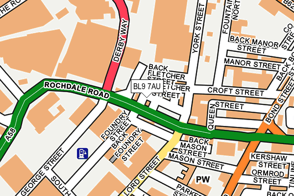 BL9 7AU map - OS OpenMap – Local (Ordnance Survey) BL9 7AU map - OS OpenMap – Local (Ordnance Survey)