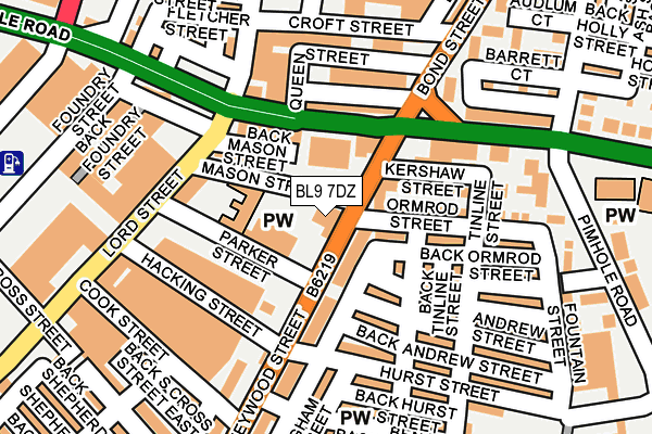 BL9 7DZ map - OS OpenMap – Local (Ordnance Survey) BL9 7DZ map - OS OpenMap – Local (Ordnance Survey)