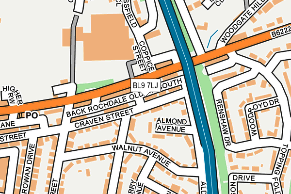 BL9 7LJ map - OS OpenMap – Local (Ordnance Survey) BL9 7LJ map - OS OpenMap – Local (Ordnance Survey)