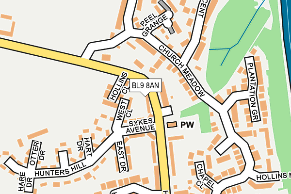BL9 8AN map - OS OpenMap – Local (Ordnance Survey) BL9 8AN map - OS OpenMap – Local (Ordnance Survey)