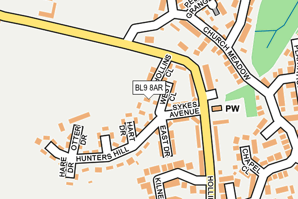 BL9 8AR map - OS OpenMap – Local (Ordnance Survey) BL9 8AR map - OS OpenMap – Local (Ordnance Survey)