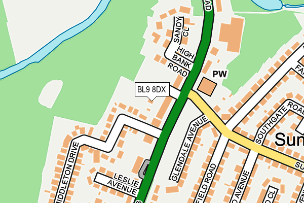 BL9 8DX map - OS OpenMap – Local (Ordnance Survey) BL9 8DX map - OS OpenMap – Local (Ordnance Survey)