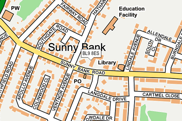 BL9 8ES map - OS OpenMap – Local (Ordnance Survey)