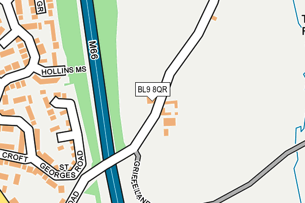 BL9 8QR map - OS OpenMap – Local (Ordnance Survey) BL9 8QR map - OS OpenMap – Local (Ordnance Survey)