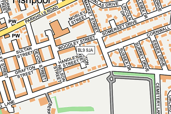 BL9 9JA map - OS OpenMap – Local (Ordnance Survey)