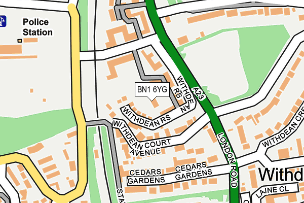 BN1 6YG map - OS OpenMap – Local (Ordnance Survey)