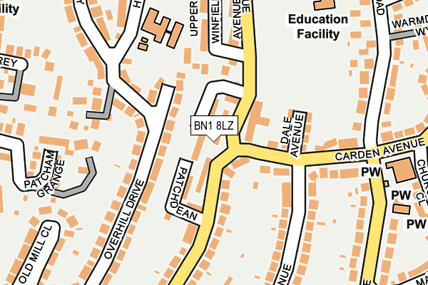 BN1 8LZ map - OS OpenMap – Local (Ordnance Survey) BN1 8LZ map - OS OpenMap – Local (Ordnance Survey)