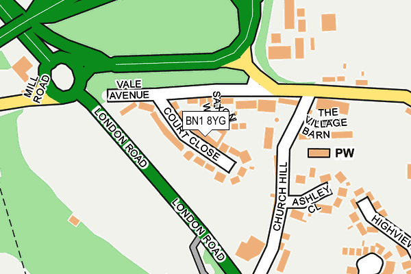 BN1 8YG map - OS OpenMap – Local (Ordnance Survey) BN1 8YG map - OS OpenMap – Local (Ordnance Survey)