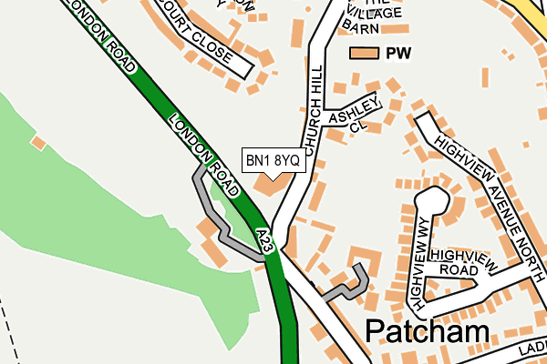 BN1 8YQ map - OS OpenMap – Local (Ordnance Survey)