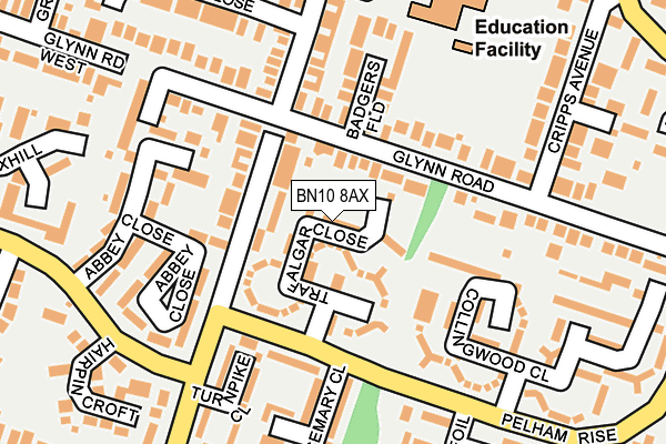 BN10 8AX map - OS OpenMap – Local (Ordnance Survey)