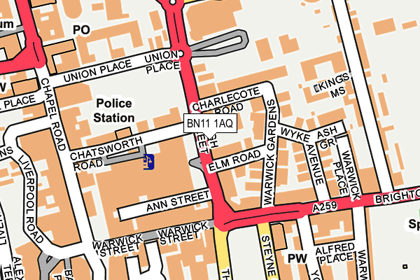 BN11 1AQ map - OS OpenMap – Local (Ordnance Survey)